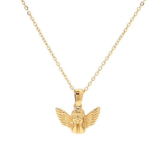 Youthway Popularity Metal Angel Pendant Necklace Stainless Steel Waterproof Chain Gold Plated Charm Jewelry 2022 NEW